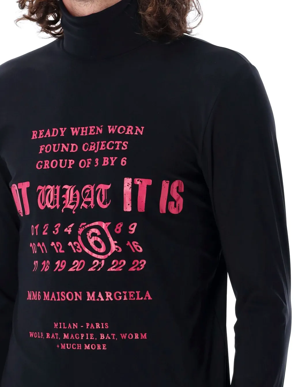 Mm6 Maison Margiela High Neck Logo Printed Top