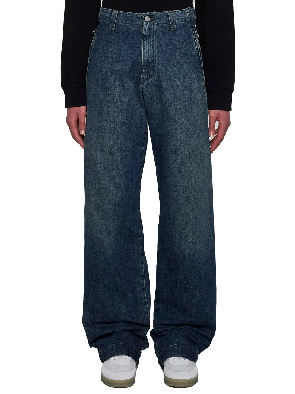 Mm6 Maison Margiela Zip-Detailed Wide-Leg Jeans