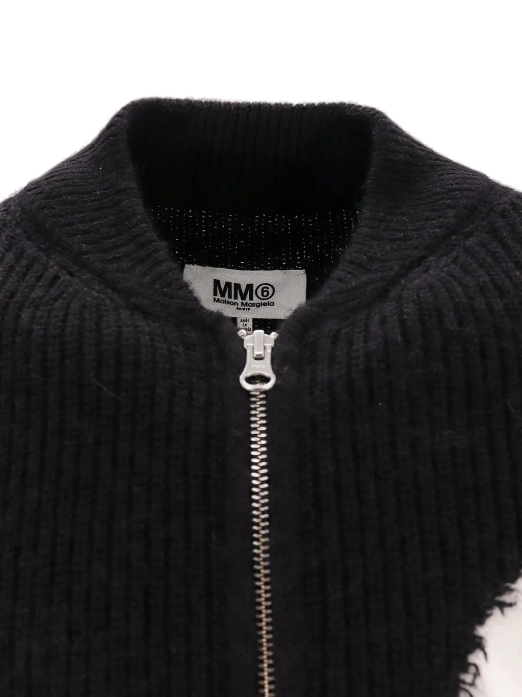 Mm6 Maison Margiela Distressed Zipped Knitted Cardigan