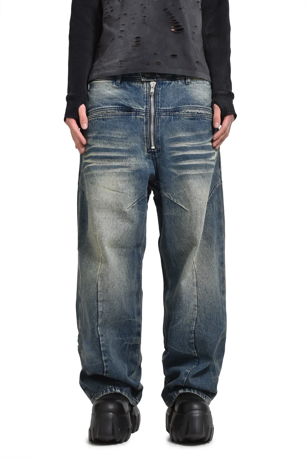 Front Zip Baggy Denim / D.Ind