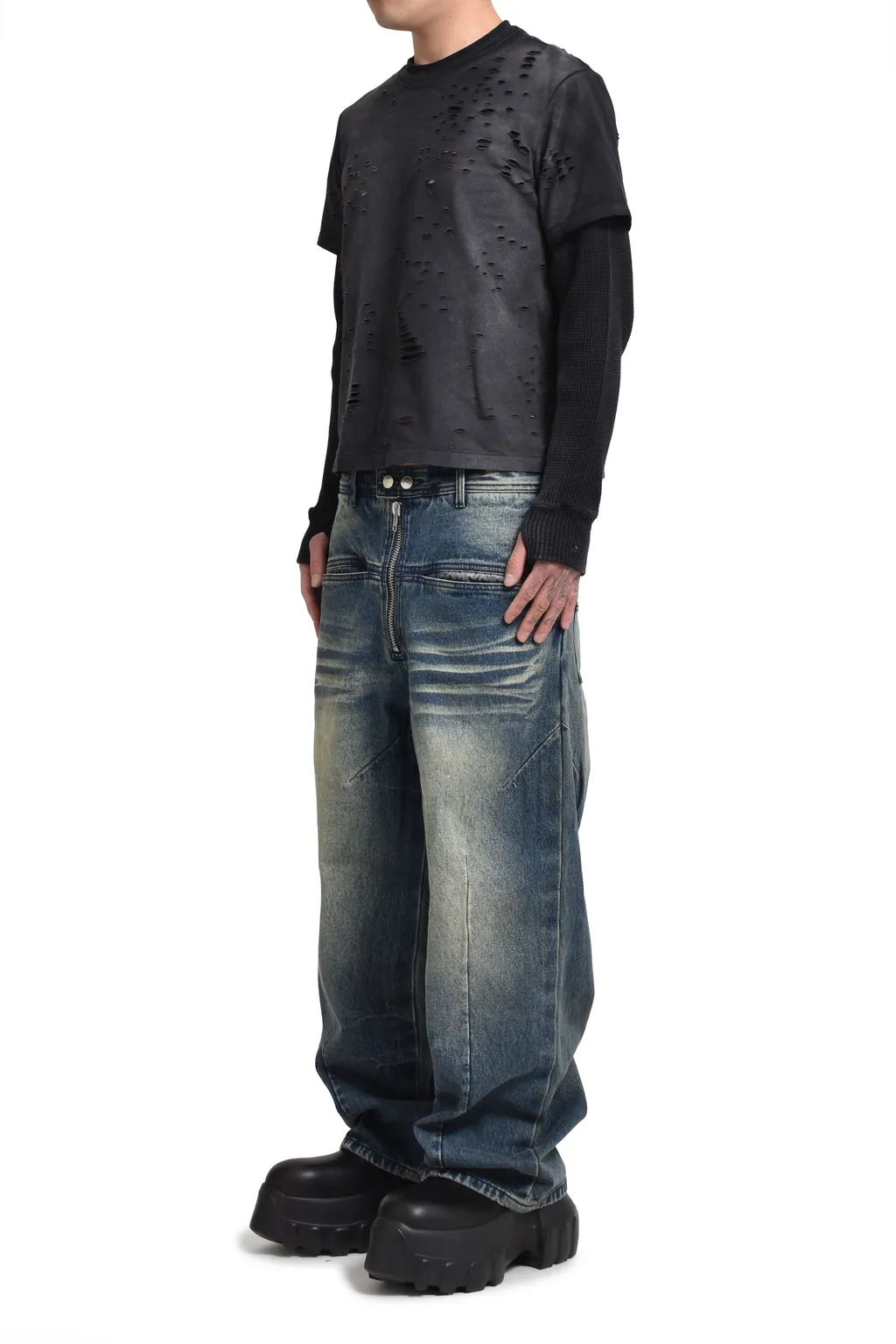 Front Zip Baggy Denim / D.Ind