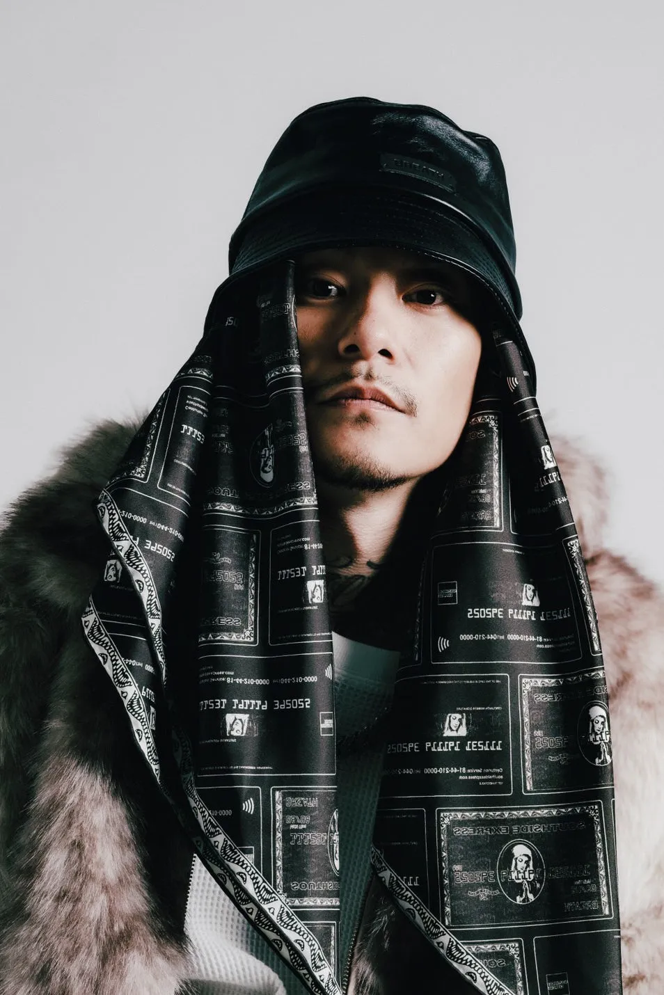 Black Card Silk Scarf / Blk