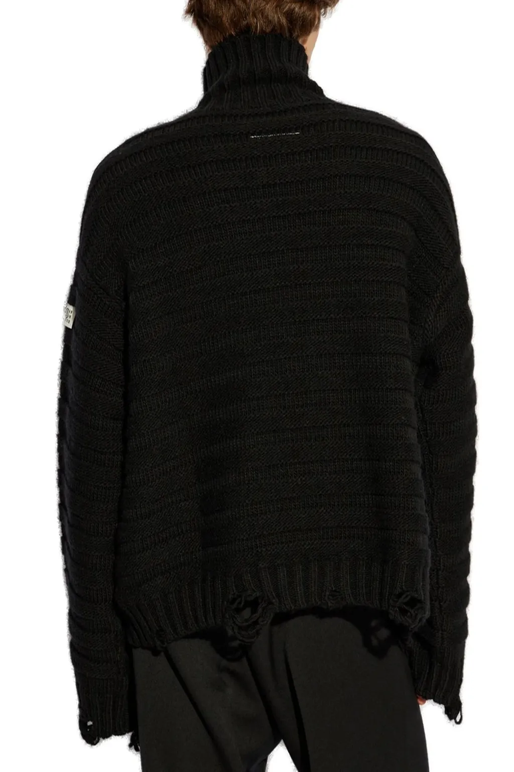 Mm6 Maison Margiela High-Neck Drop-Shoulder Distressed Jumper