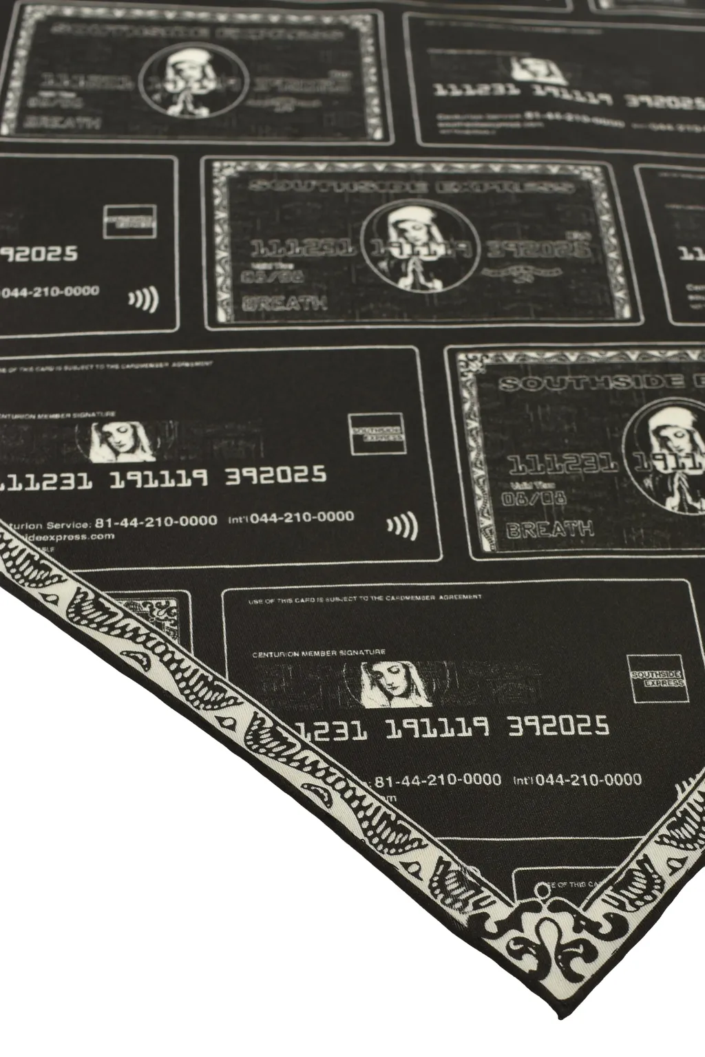 Black Card Silk Scarf / Blk