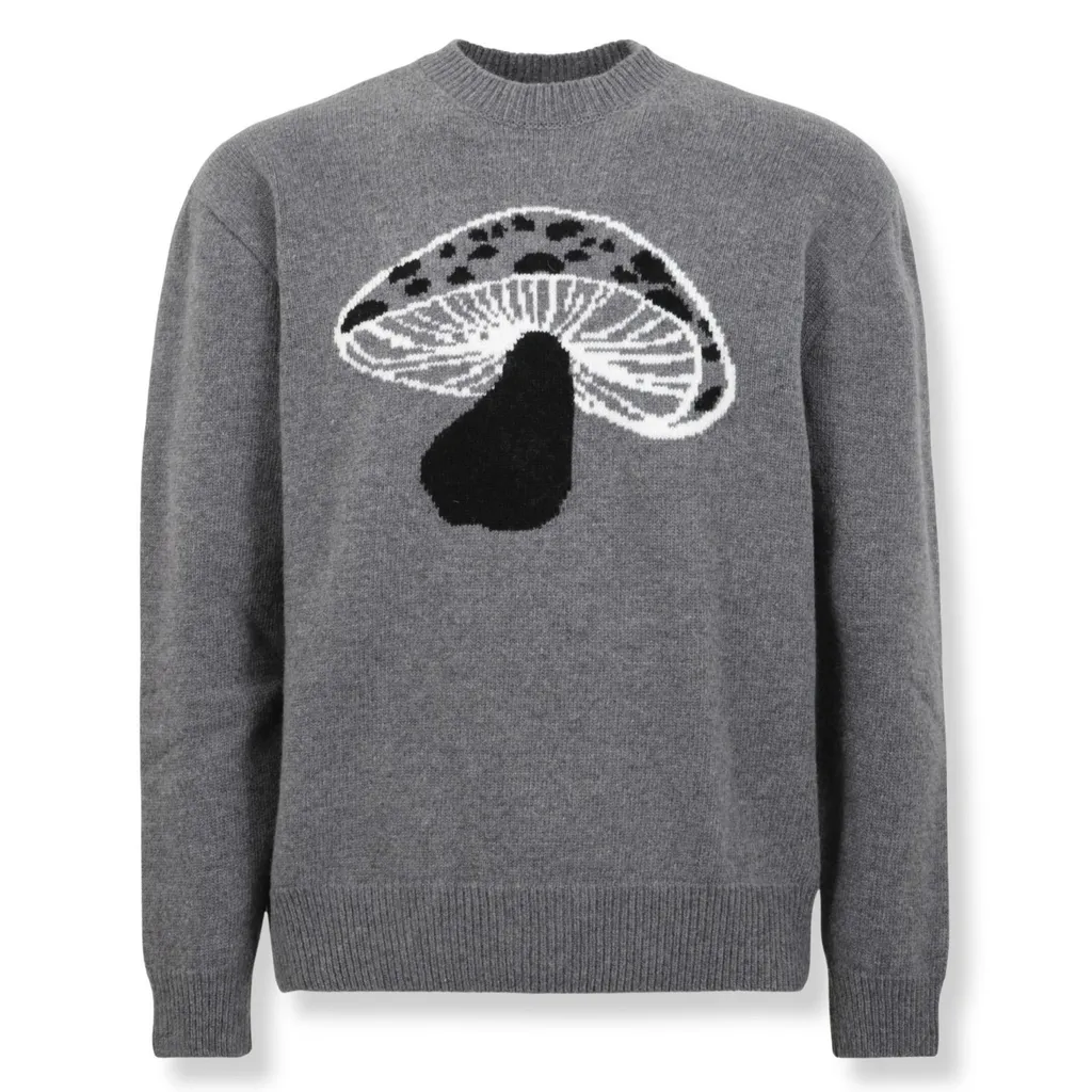 Msgm Mushroom Intarsia Knit Crewneck Jumper