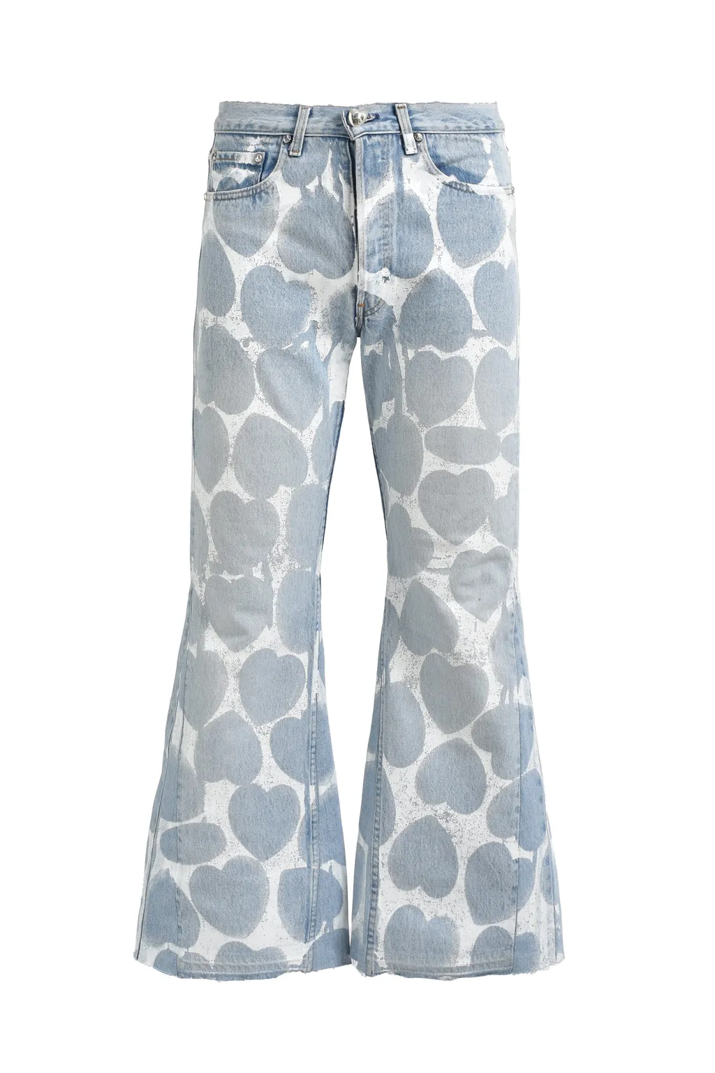 Heart Printed Denim Blu