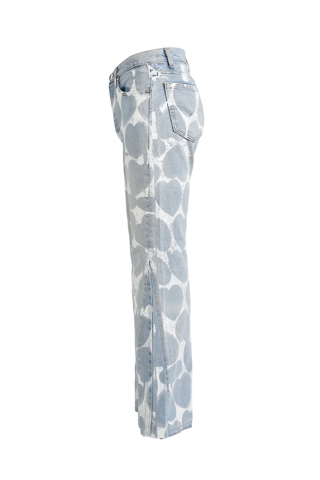 Heart Printed Denim Blu