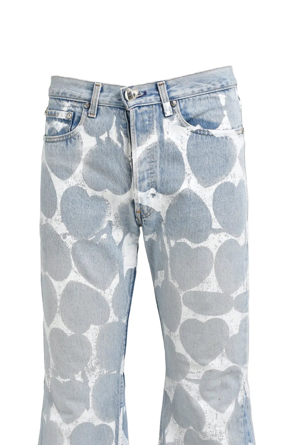 Heart Printed Denim Blu