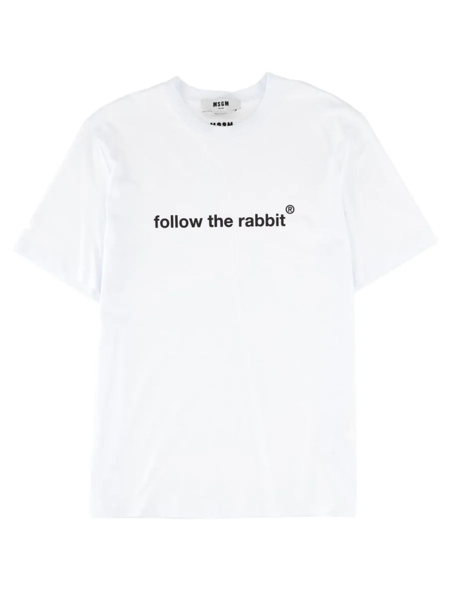 Msgm Quotes Jersey T-Shirt Follow The Rabbit®