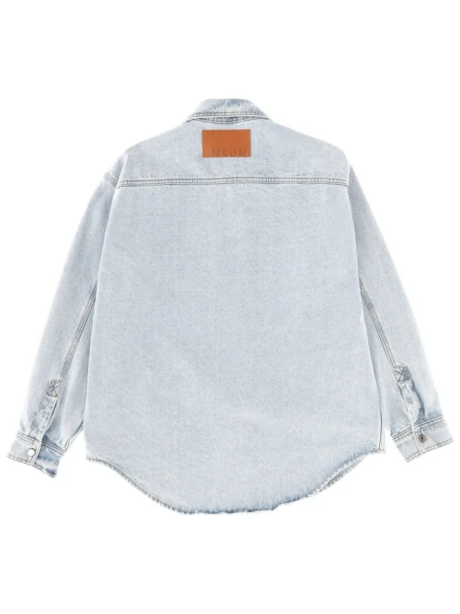 Msgm Marbled Denim Shirt