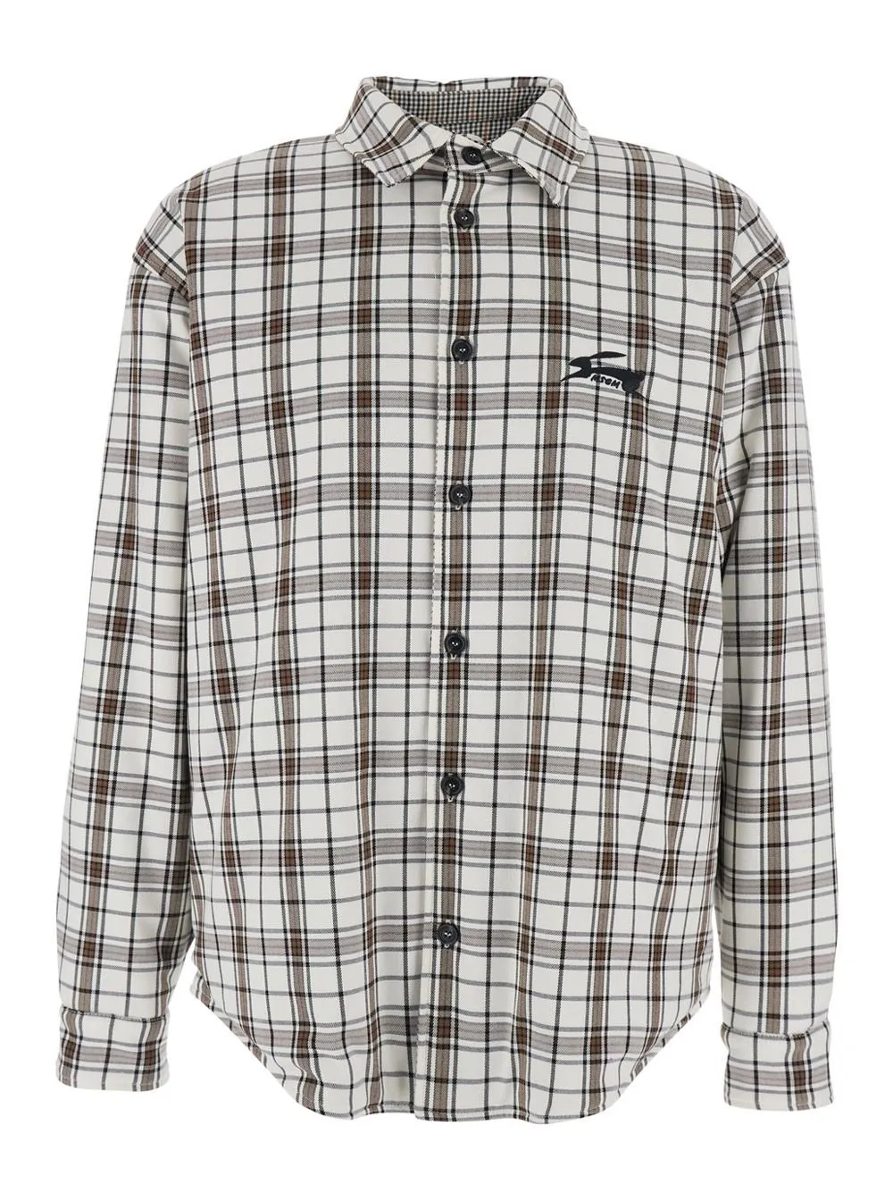 Msgm Logo Embroidered Checked Reversible Shirt