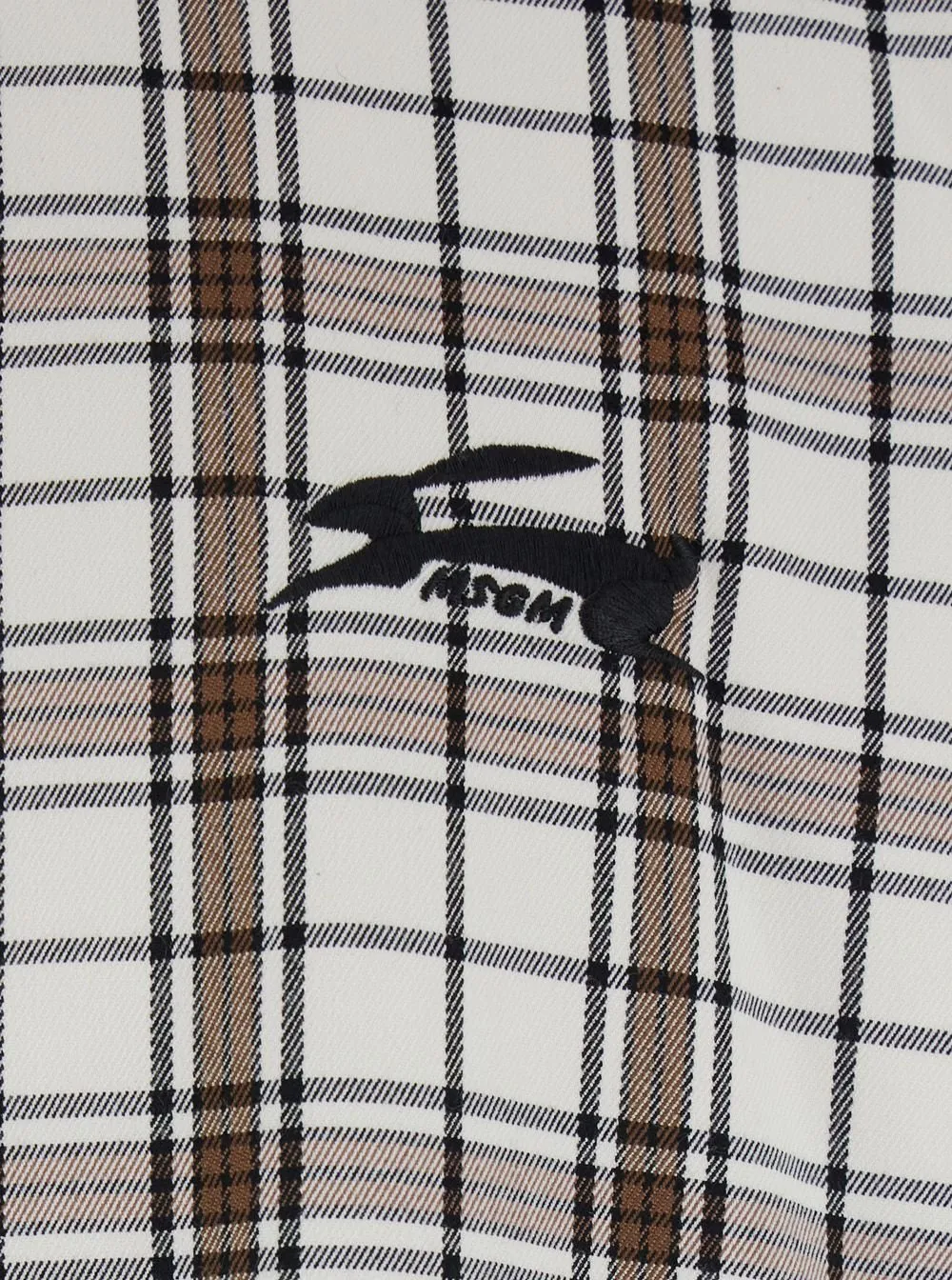 Msgm Logo Embroidered Checked Reversible Shirt