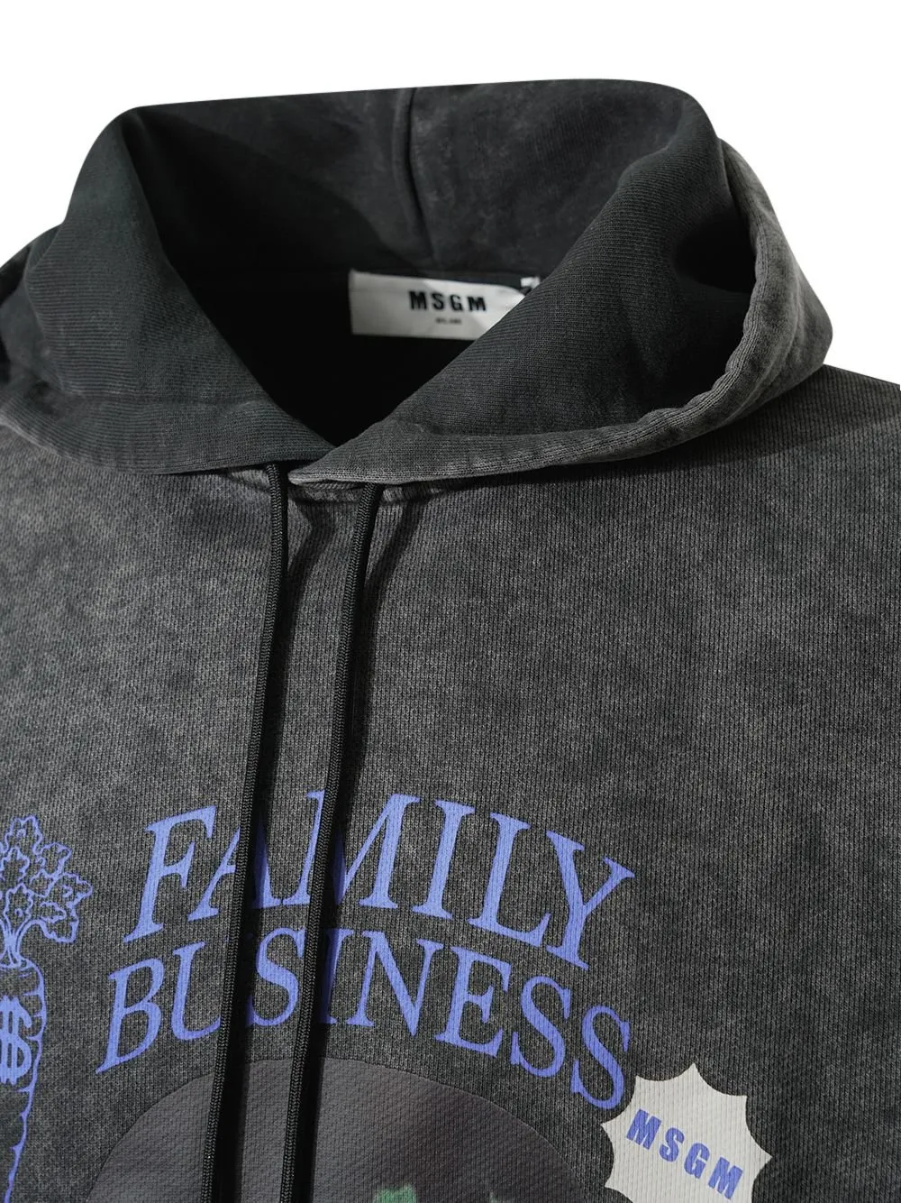 Msgm Family Business Print Marbled Jersey Hoodie