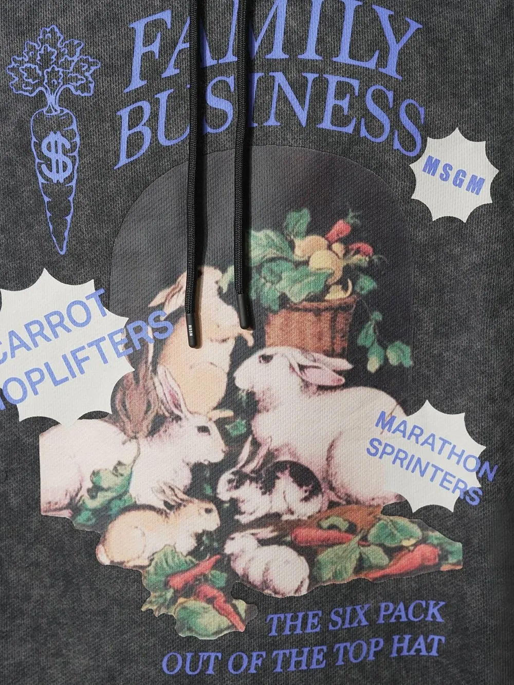 Msgm Family Business Print Marbled Jersey Hoodie