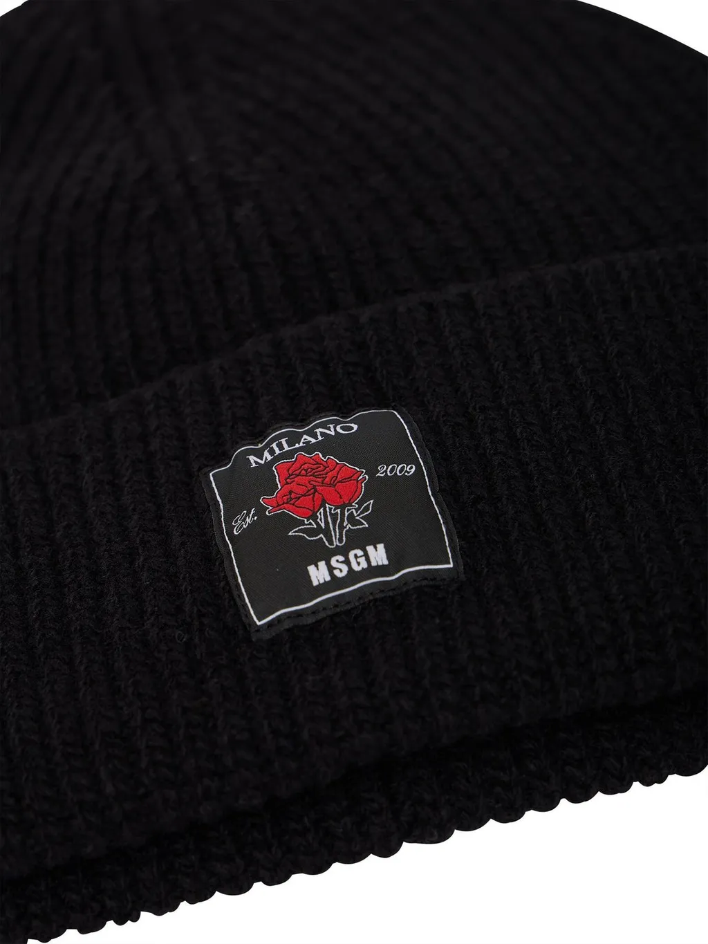 Msgm Logo Patch Ribbed-Knit Beanie