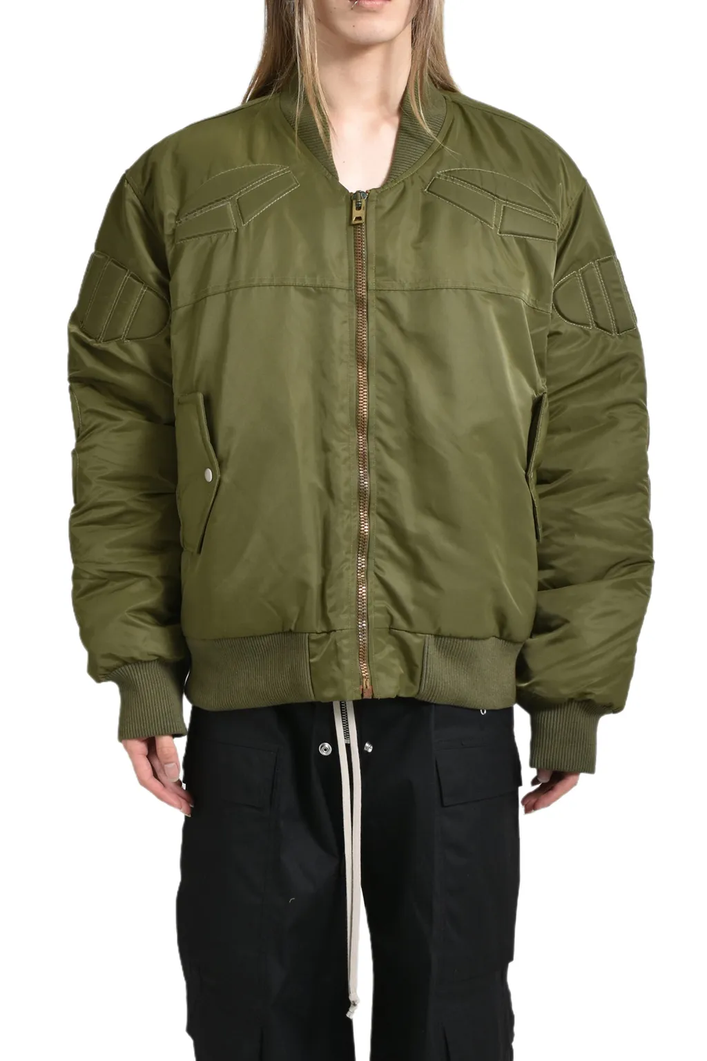 Satin Ma-1 Moto Jacket / Grn