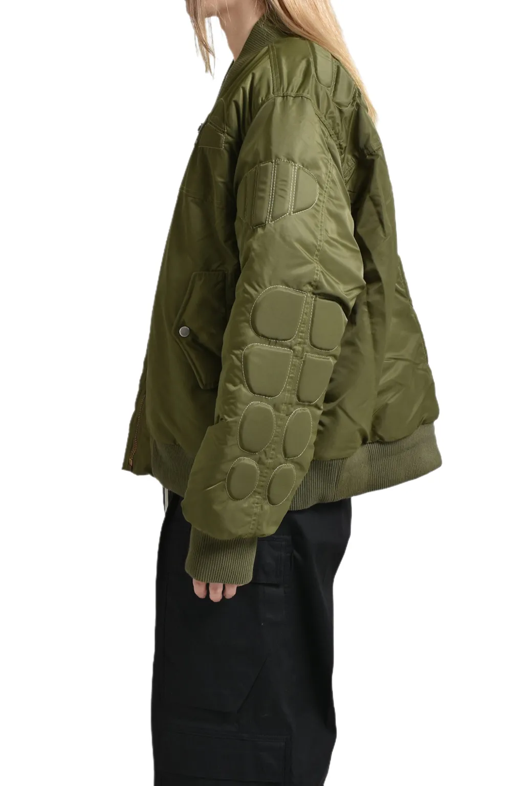 Satin Ma-1 Moto Jacket / Grn