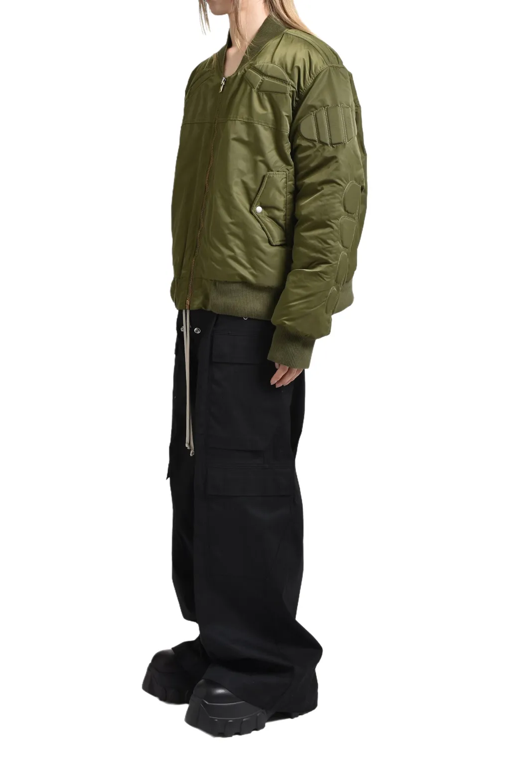 Satin Ma-1 Moto Jacket / Grn