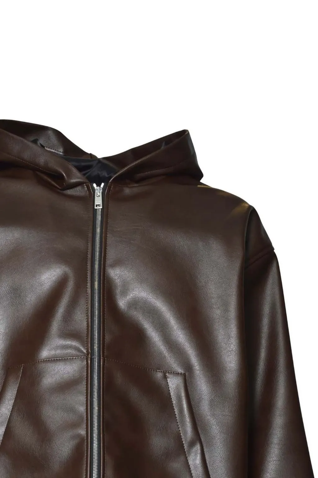 Msgm Textured Faux Leather Hooded Jacket