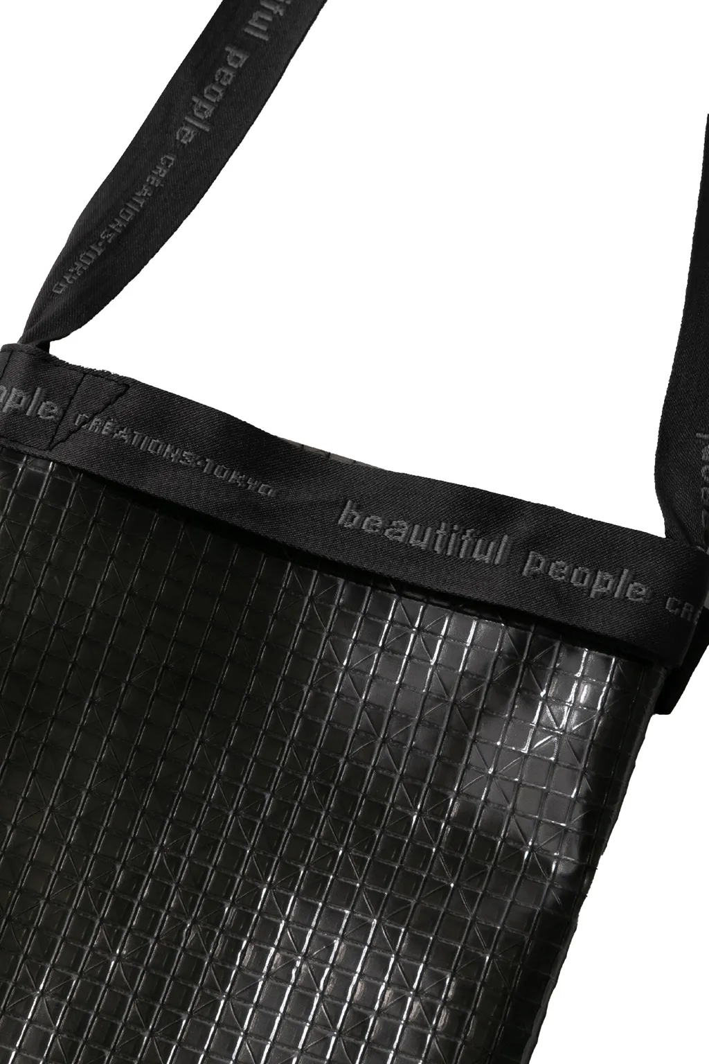 Plaid Vinyl Logo Tape Sacoshe Bag / Blk