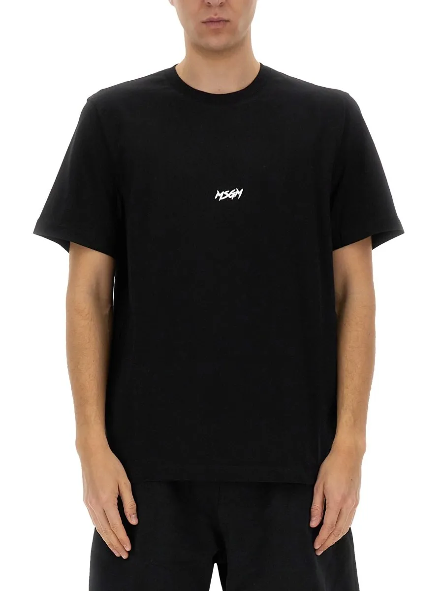 Msgm Logo Printed Jersey T-Shirt