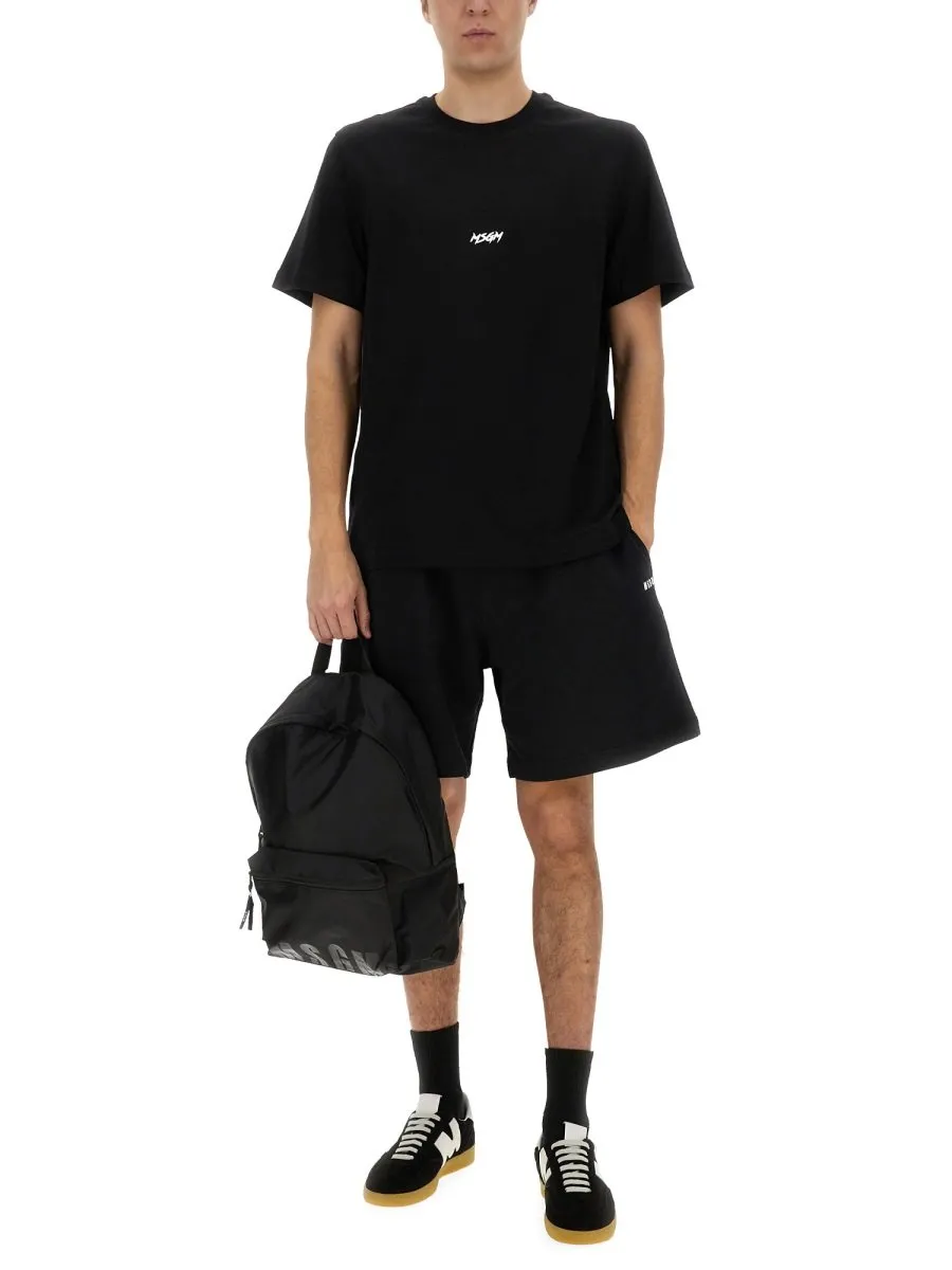 Msgm Logo Printed Jersey T-Shirt