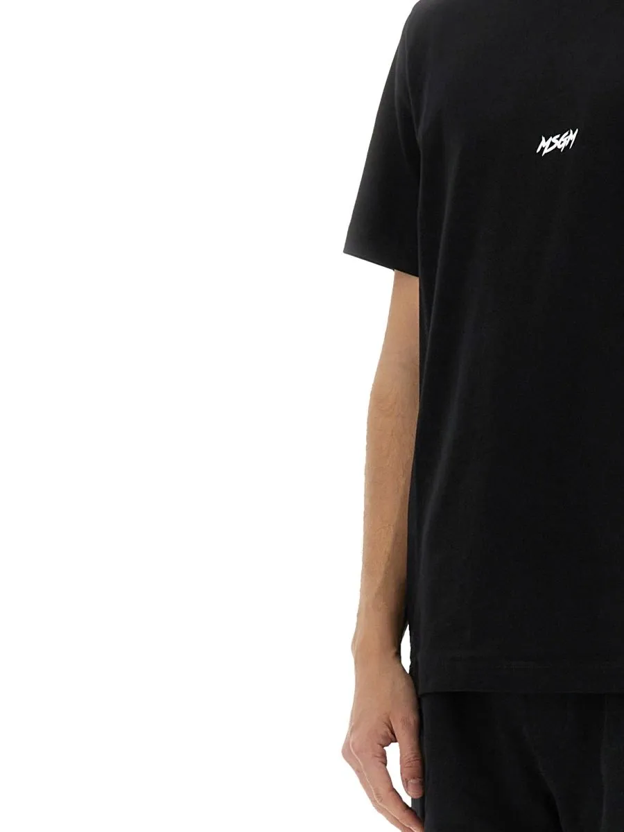 Msgm Logo Printed Jersey T-Shirt