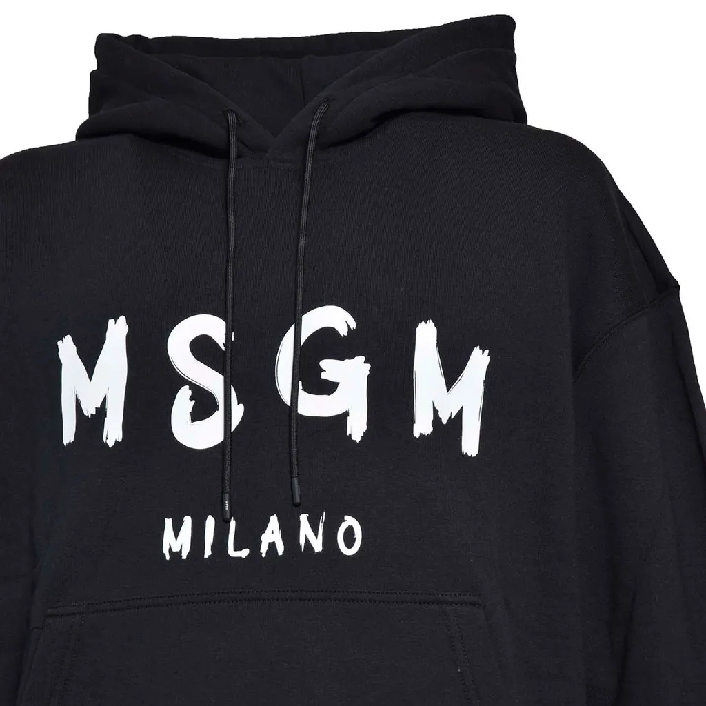 Msgm Logo Printed Drawstring Hoodie