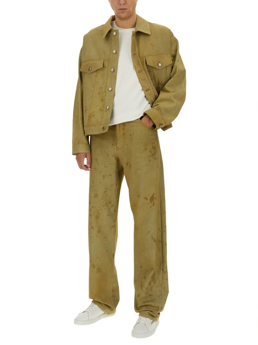 Msgm Logo-Patch Tie-Dyed Printed Jeans