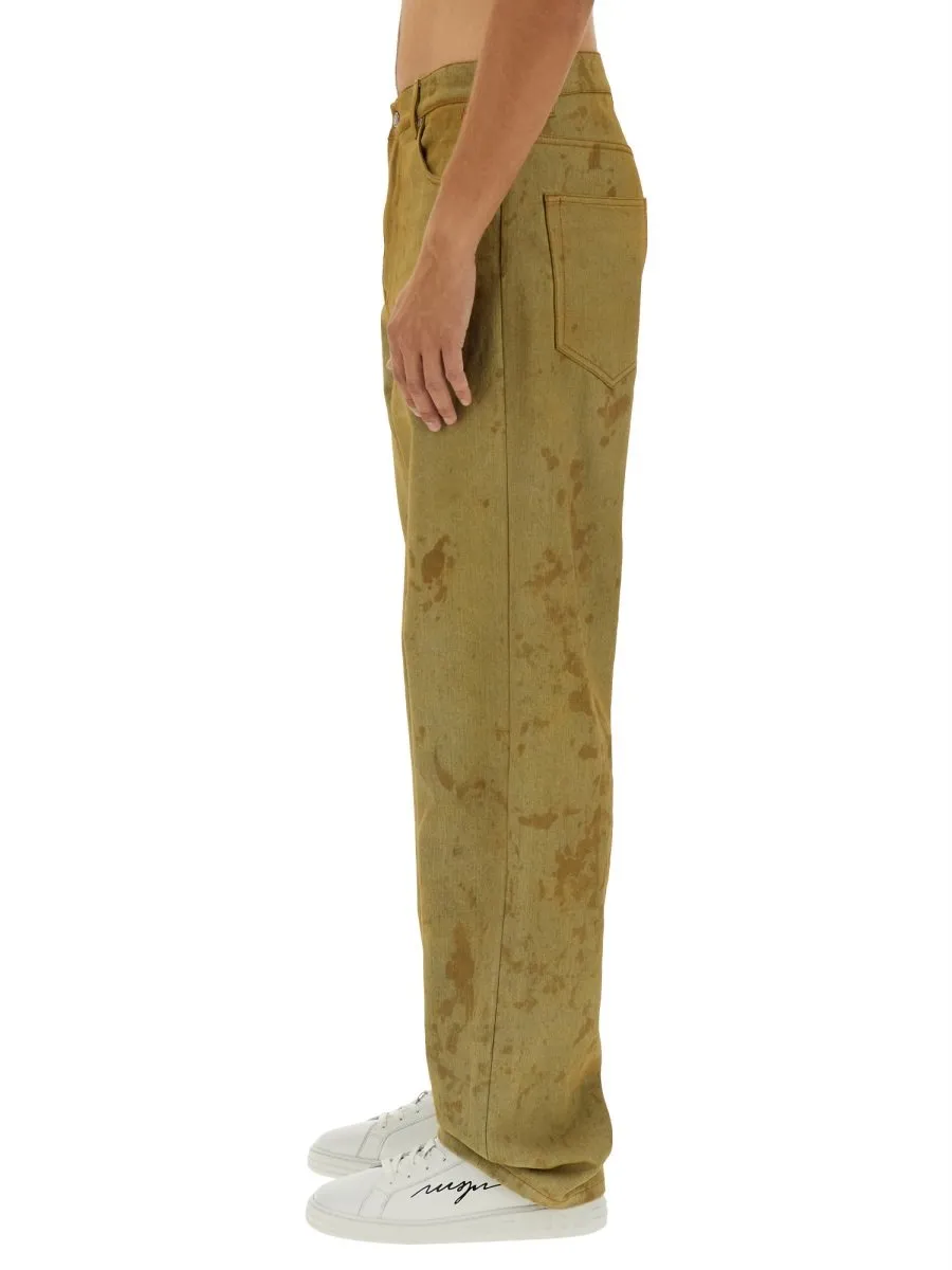 Msgm Logo-Patch Tie-Dyed Printed Jeans