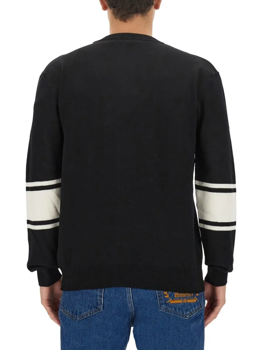 Msgm V-Neck Logo Embroidered Cardigan