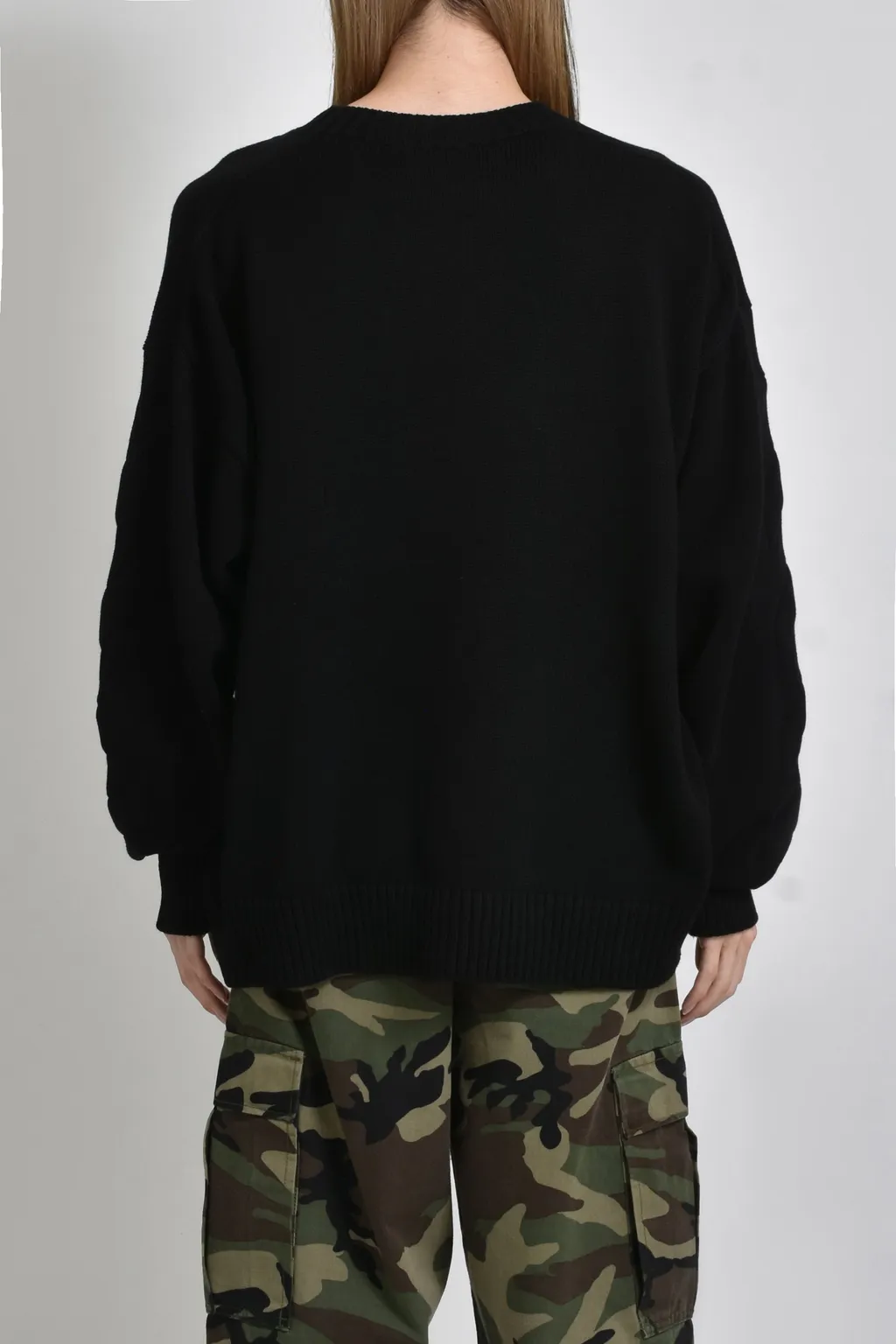3D Diag Knit Crewneck / Blk Blk