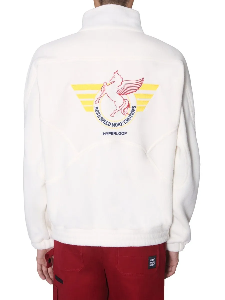 Msgm Logo Plaque Half Zip Sweater