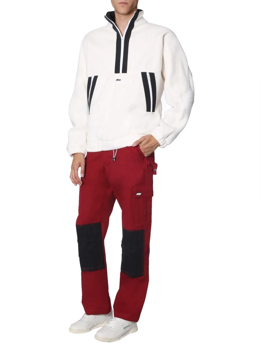 Msgm Logo Plaque Half Zip Sweater