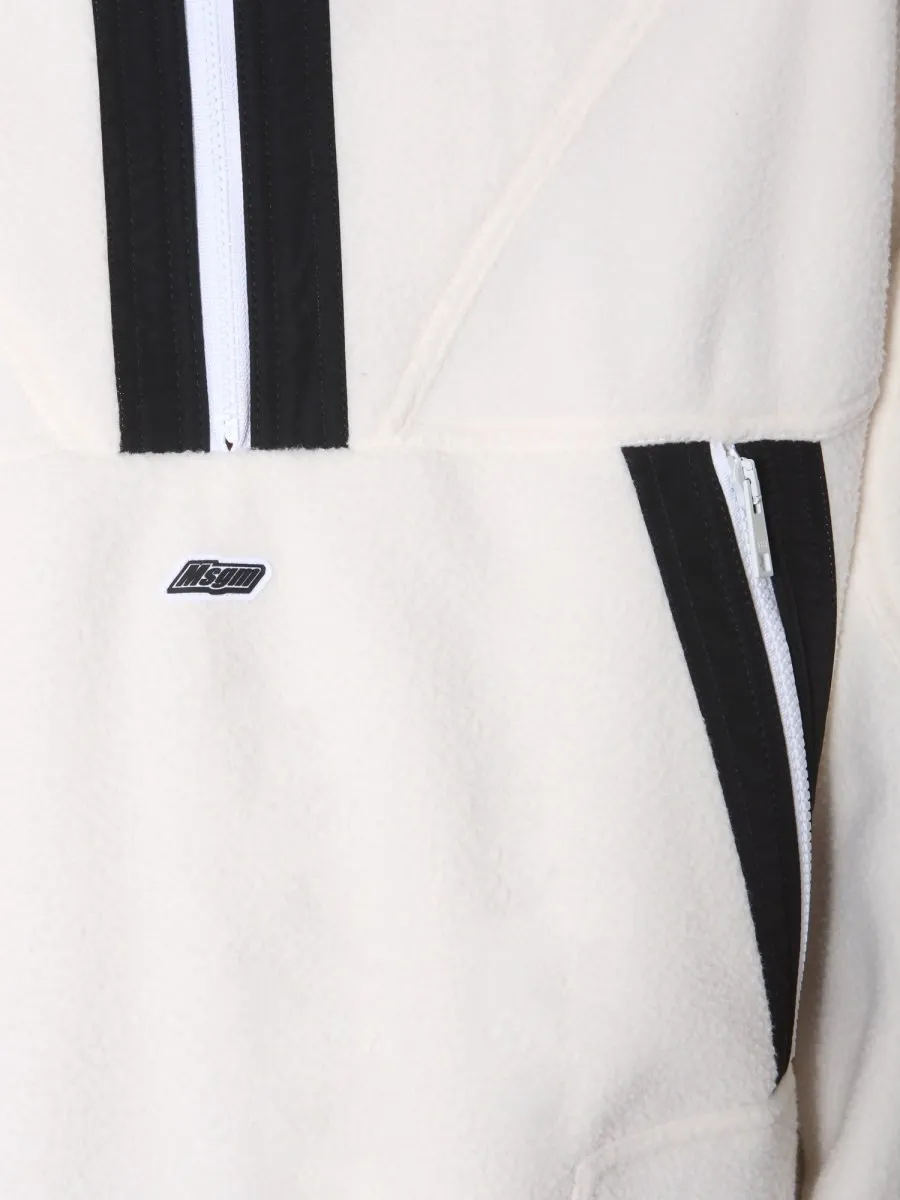 Msgm Logo Plaque Half Zip Sweater