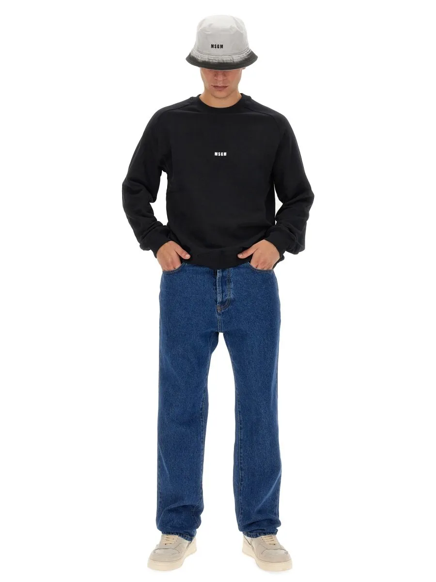 Msgm Logo Embroidered Straight-Leg Jeans