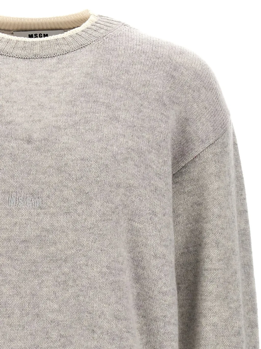 Msgm Logo Embroidered Knitted Jumper