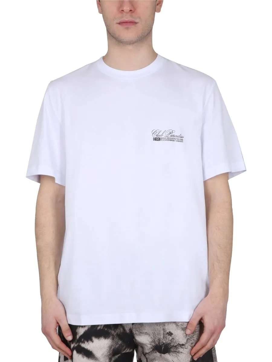 Msgm Logo Printed Crewneck T-Shirt