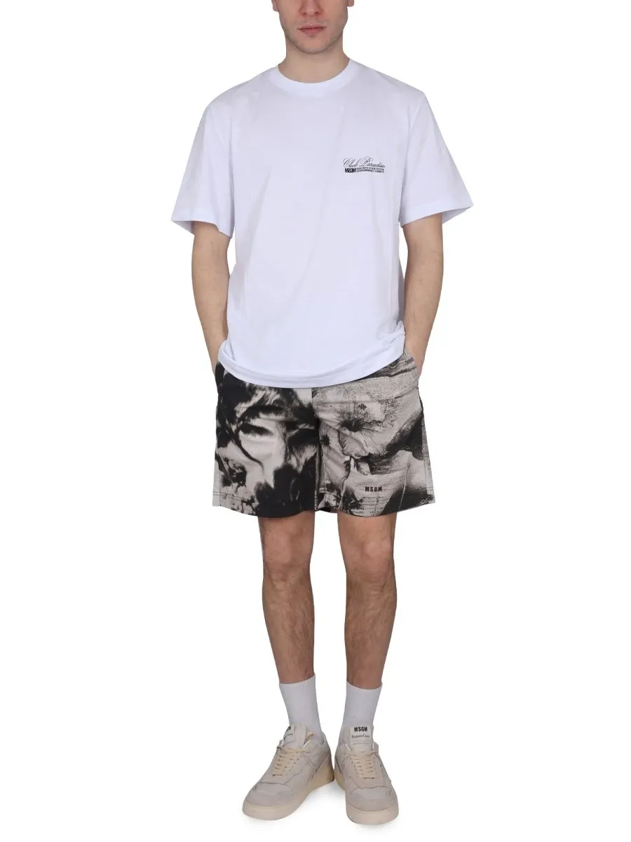 Msgm Logo Printed Crewneck T-Shirt