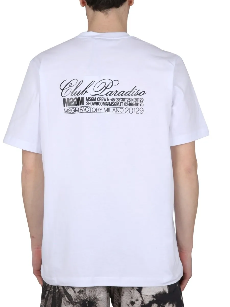 Msgm Logo Printed Crewneck T-Shirt