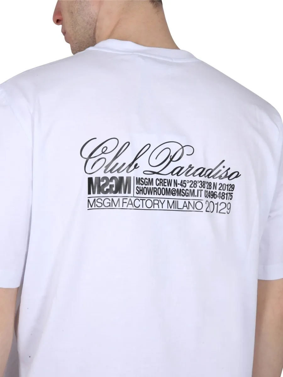 Msgm Logo Printed Crewneck T-Shirt