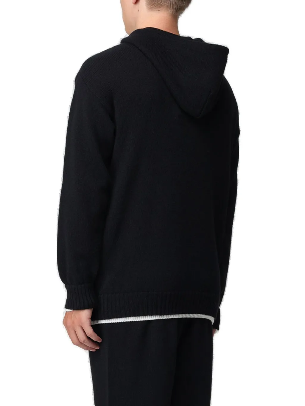 Msgm Logo Printed Drawstring Knit Hoodie