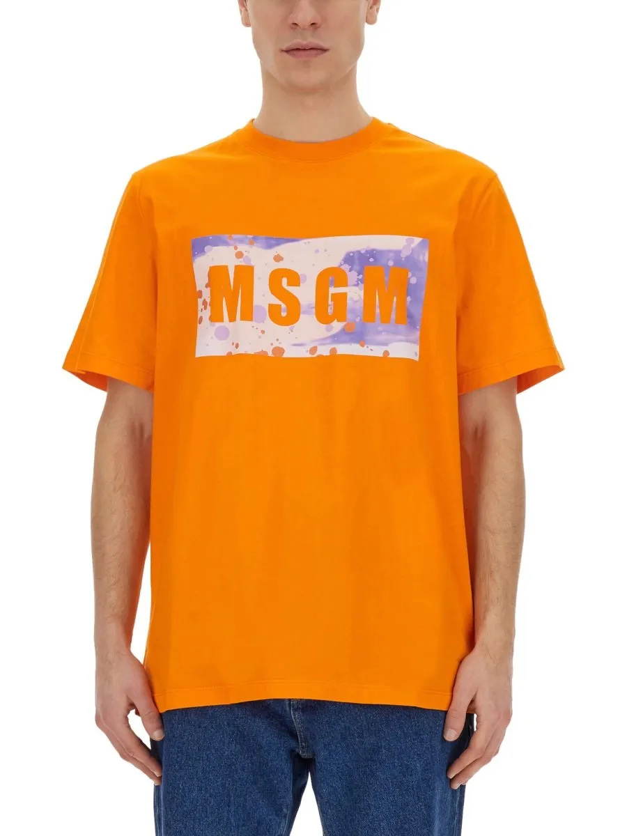 Msgm Logo-Printed Crewneck T-Shirt