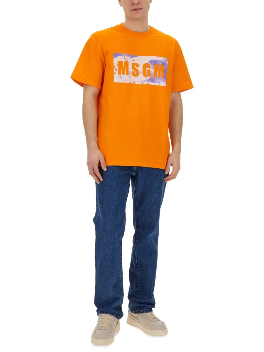 Msgm Logo-Printed Crewneck T-Shirt