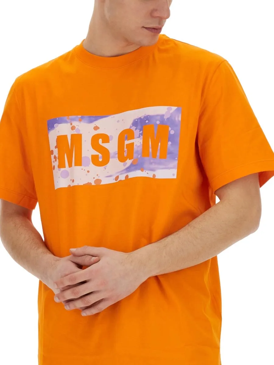 Msgm Logo-Printed Crewneck T-Shirt