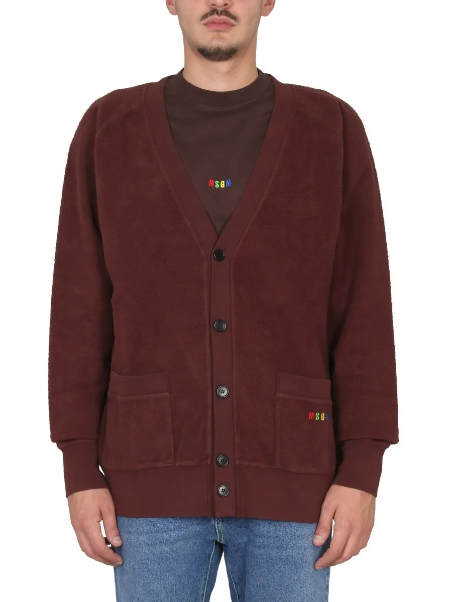 Msgm V-Neck Knitted Cardigan