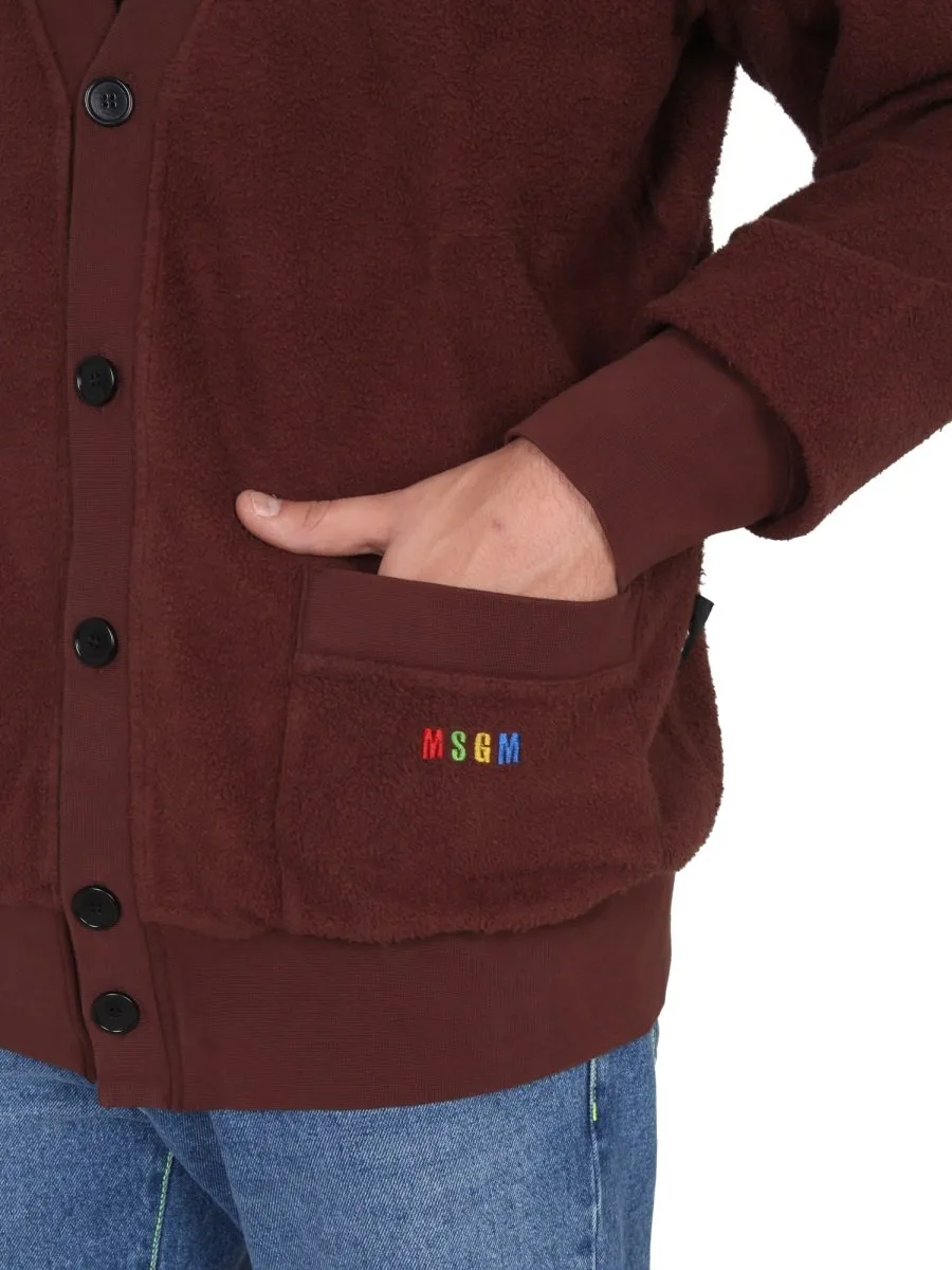 Msgm V-Neck Knitted Cardigan