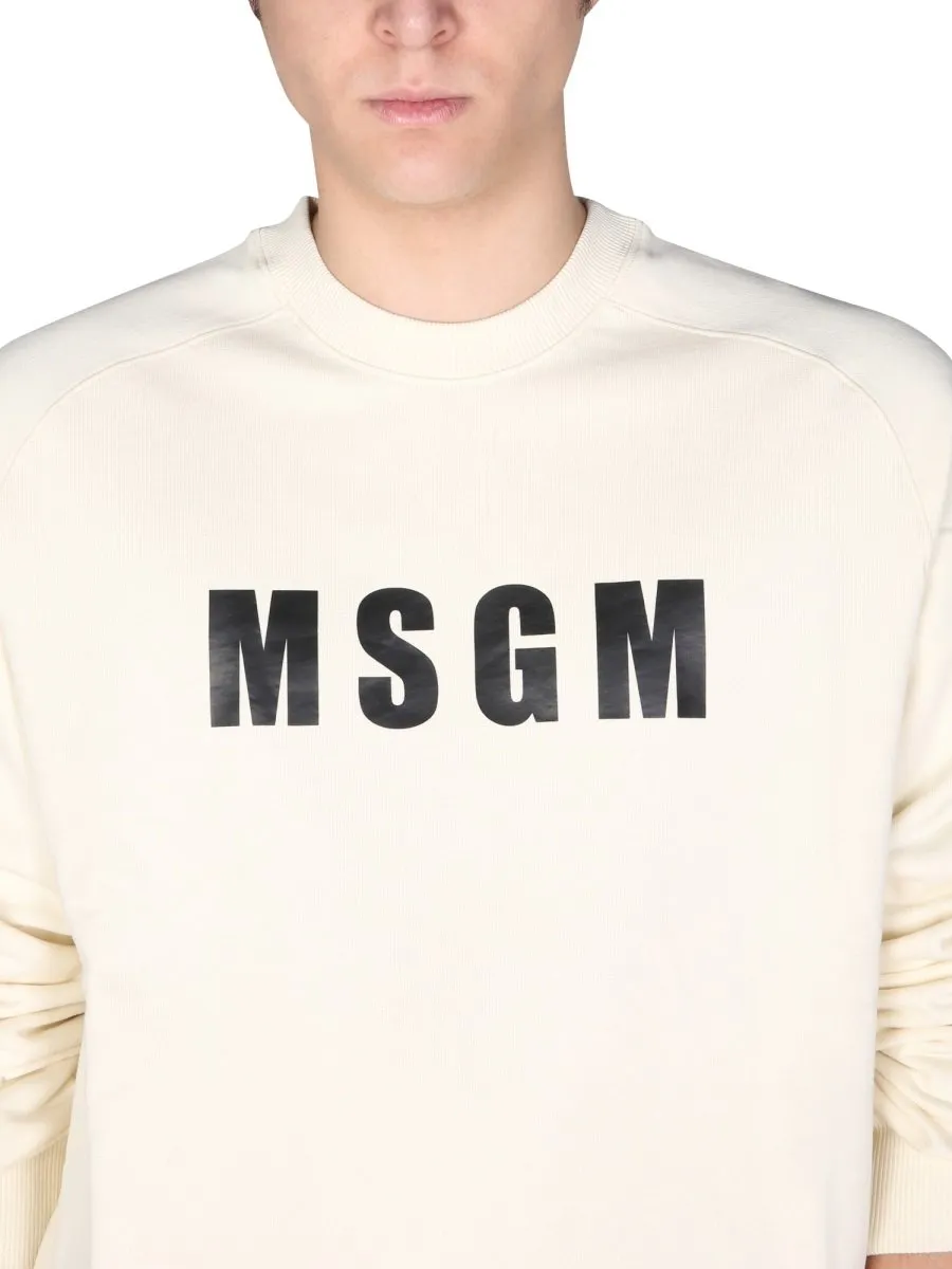 Msgm Logo Printed Crewneck Sweatshirt