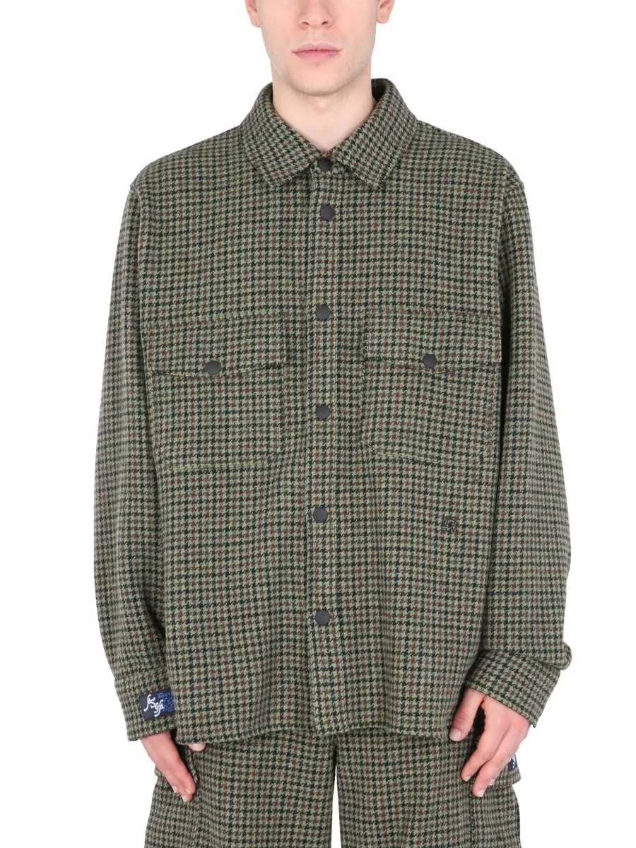 Msgm Logo Tag Check Shirt