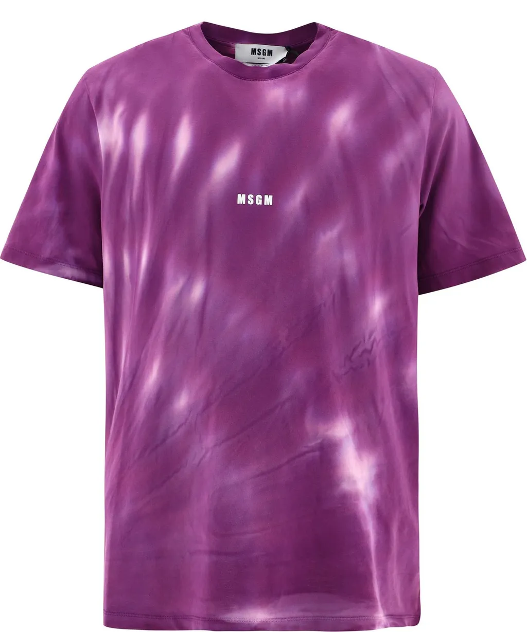 Msgm Logo Printed Tie-Dye T-Shirt